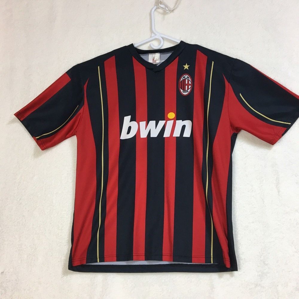 AC Milan KAKA‎ #22 Soccer Jersey Mens XL Red Black Stripe Retro Football